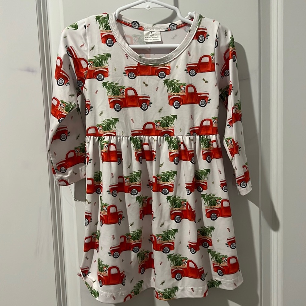 2T Christmas Trucks Winter Puppy Dress